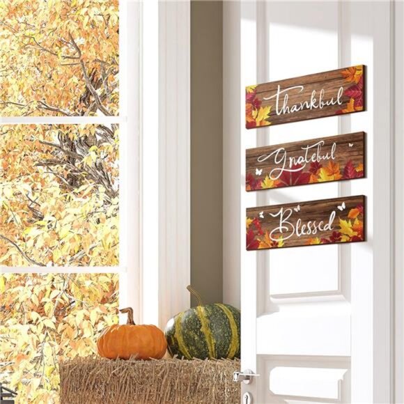 3 Pcs Maple Leaves Kitchen Wall Decor Fall Thanksgiving Bathroom Decor Thankful - Picture 6 of 8